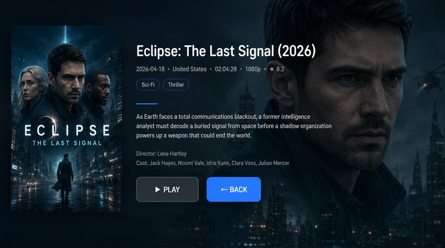 WeeTV+ movie details screen with synopsis, cast and play button